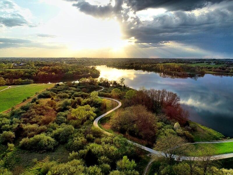 Aerial View of Standing Bear Lake in Omaha, Nebraska