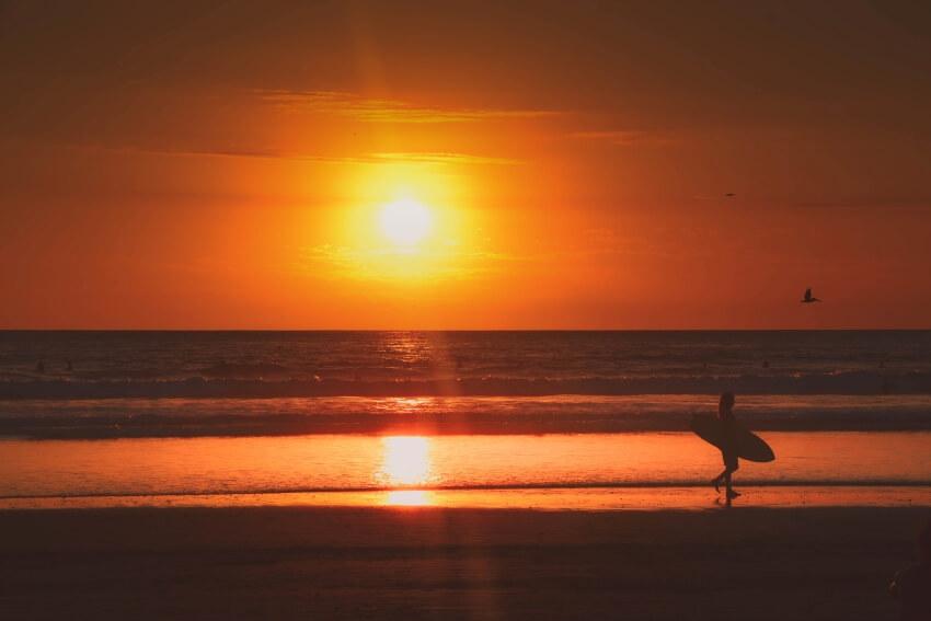 Surfer and Sunset at Guanacaste, Costa Rica