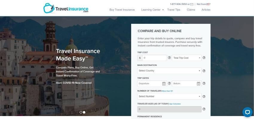 TravelInsurance.com Website