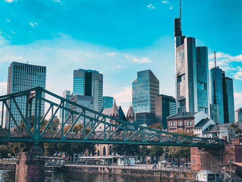 Bridge and Buildings in Downtown Frankfurt