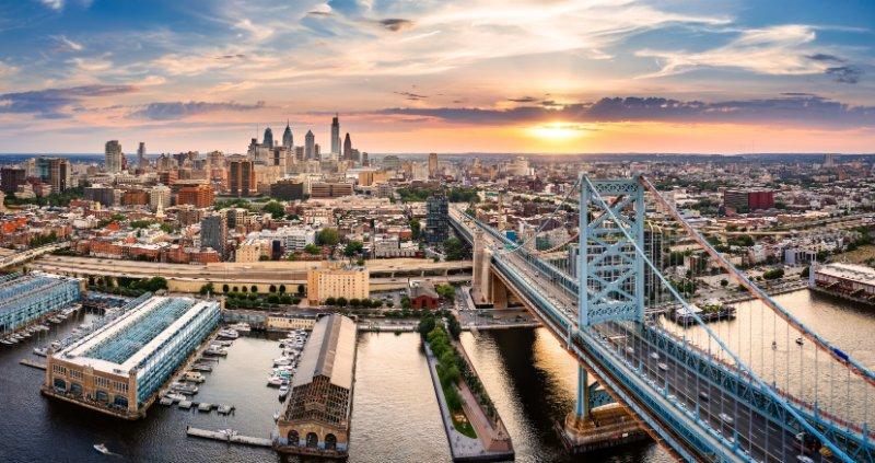 Philadelphia Cityscape and Sunset