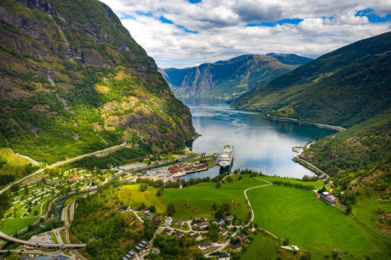 Aurlandsfjord Town Of Flam in Norway