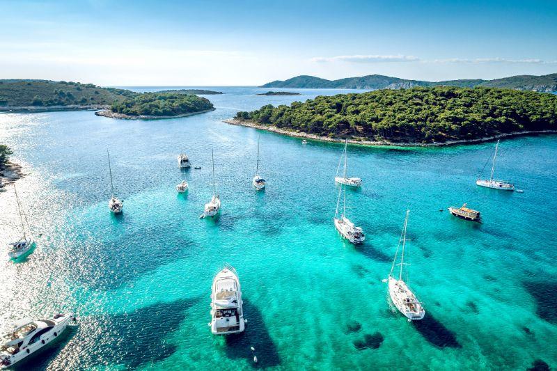 Boats in Paklinski Islands and Scenery