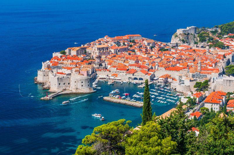 Panoramic view of the walled city of Dubrovnik, Croatia