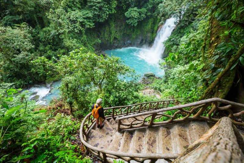 Majestic waterfall in the rainforest jungle of Costa Rica