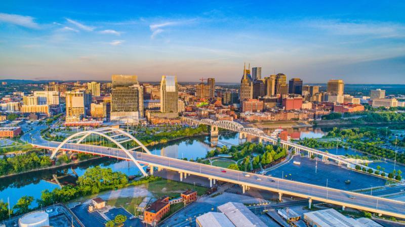 Downtown Nashville aerial view