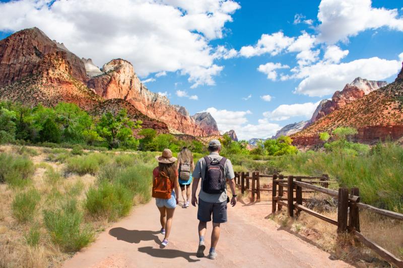 Family on a Zion National Park hiking trip