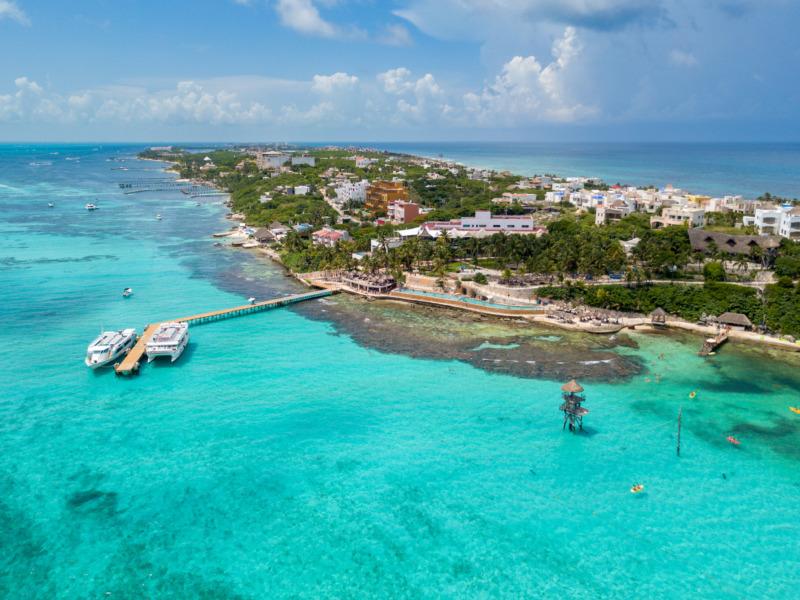 Isla Mujeres in Cancun, Mexico, from above