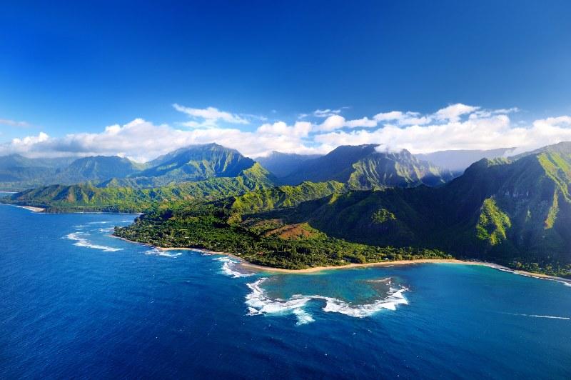 Aerial view of Napali coast, Kauai