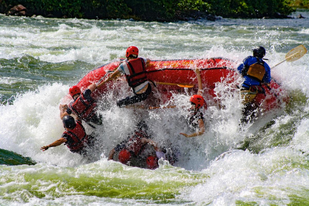 Whitewater Raft Tipping on the Nile River