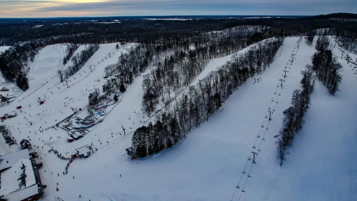 Aerial View of Wild Mountain, one of the best ski resorts in Minnesota