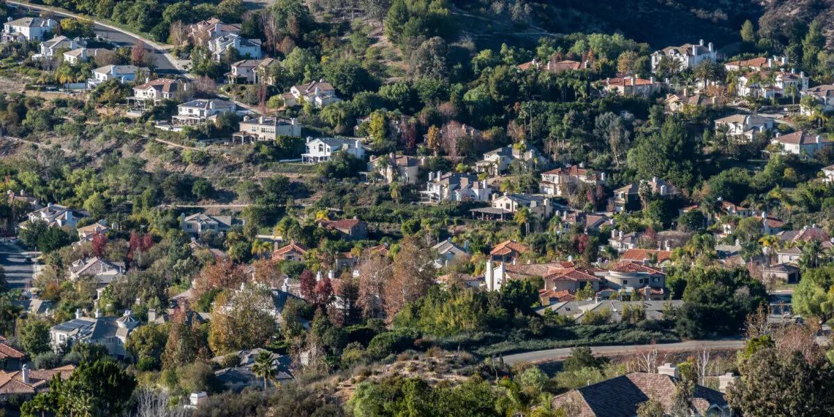 Aerial view of the Hillside Homes in Calabasas, California