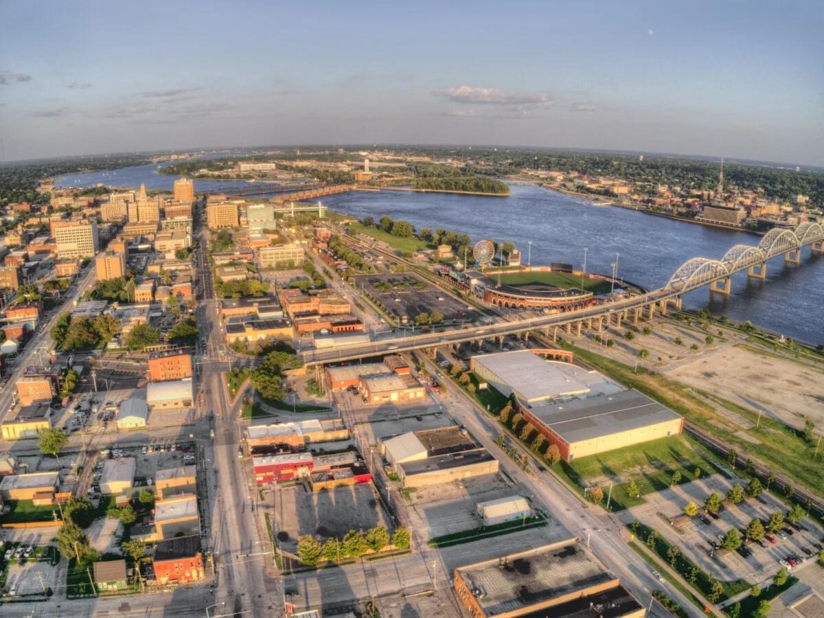 Aerial view of Davenport, Iowa