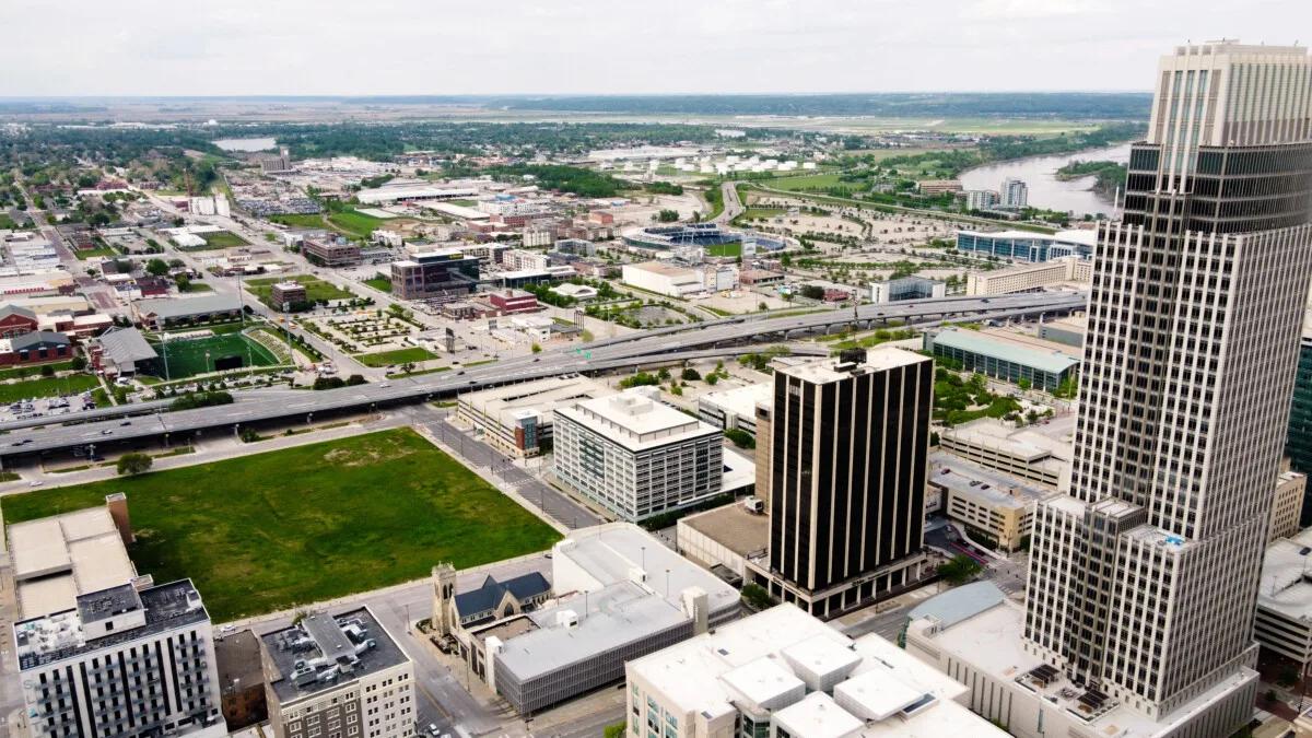 Aerial view of Downtown Omaha, Nebraska