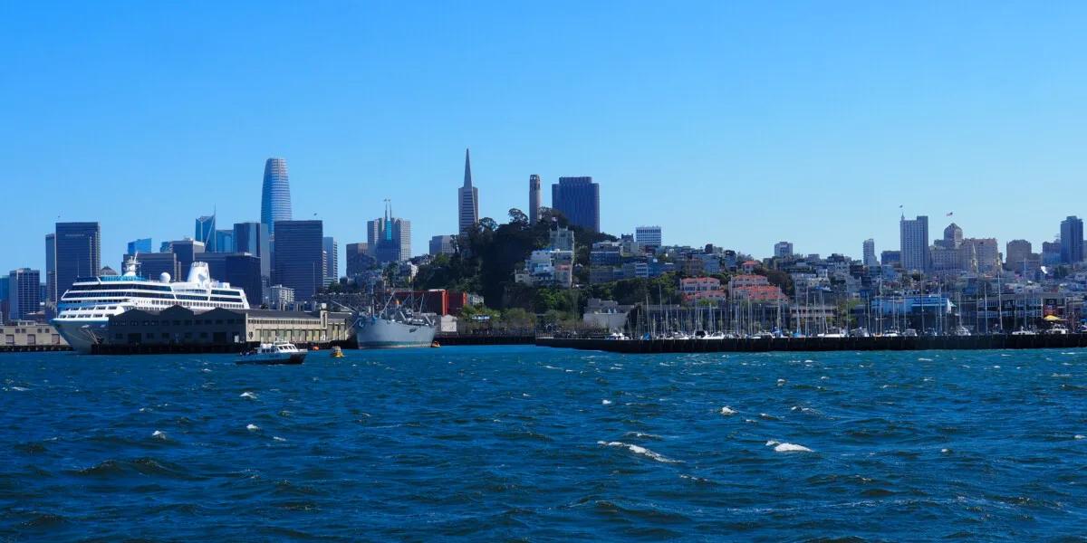 Downtown San Fransisco from the Bay on a girls trip to San Francisco