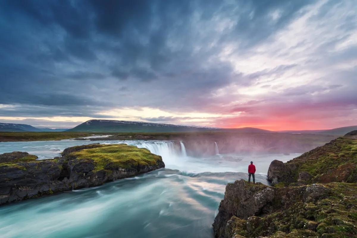 Landscape of Iceland with Godafoss waterfall