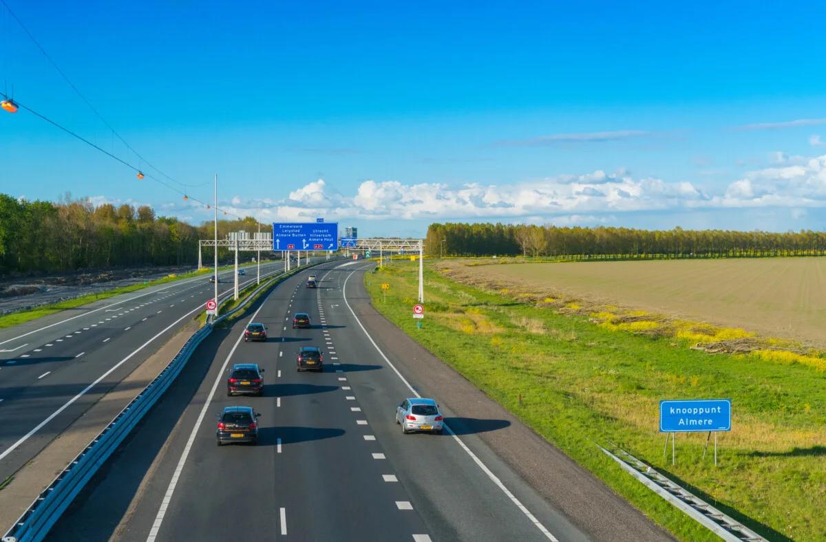 Cars Passing at Highway A6, Netherlands