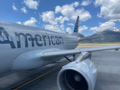 American Airlines plane at Jackson Hole Airport