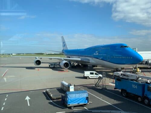 A Boeing 747-400 on the ramp at Amsterdam Schipol Airport