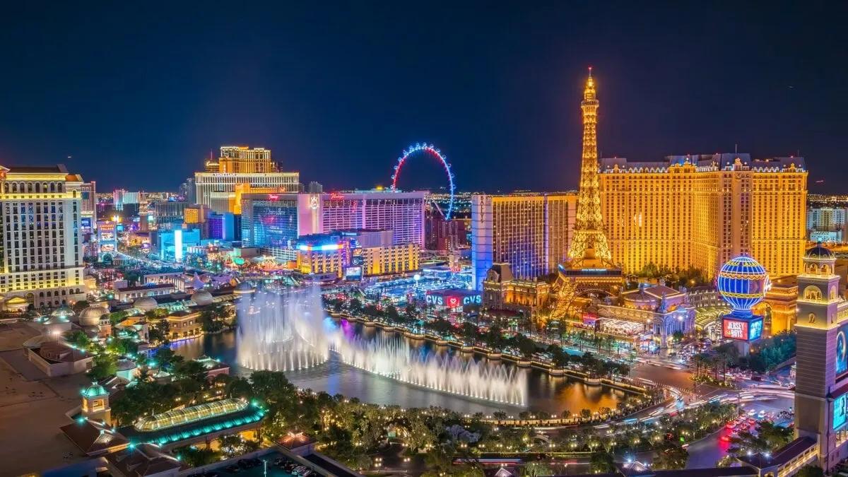 Panoramic night view of the Las Vegas Strip