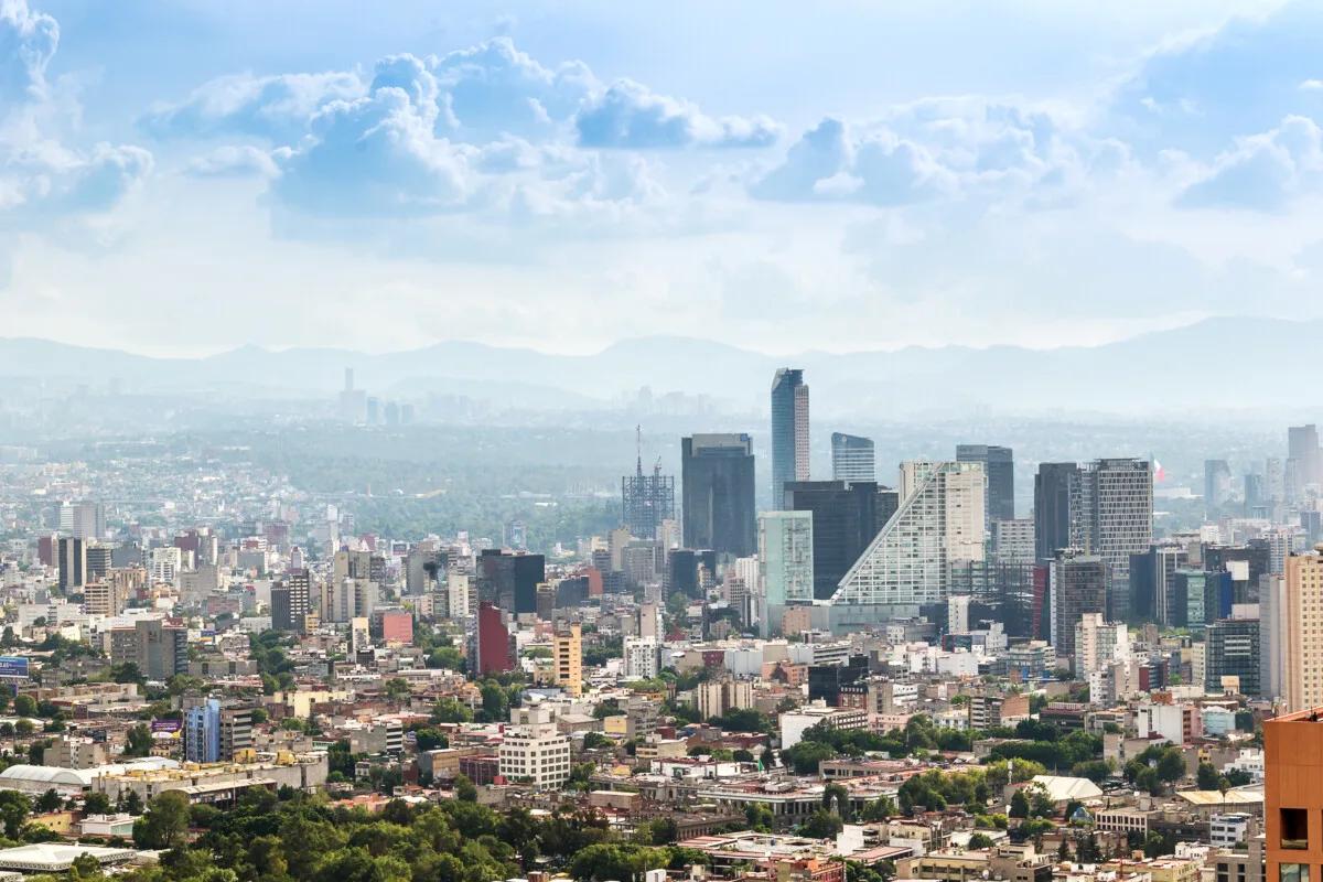 Aerial view and building in Mexico City, Mexico