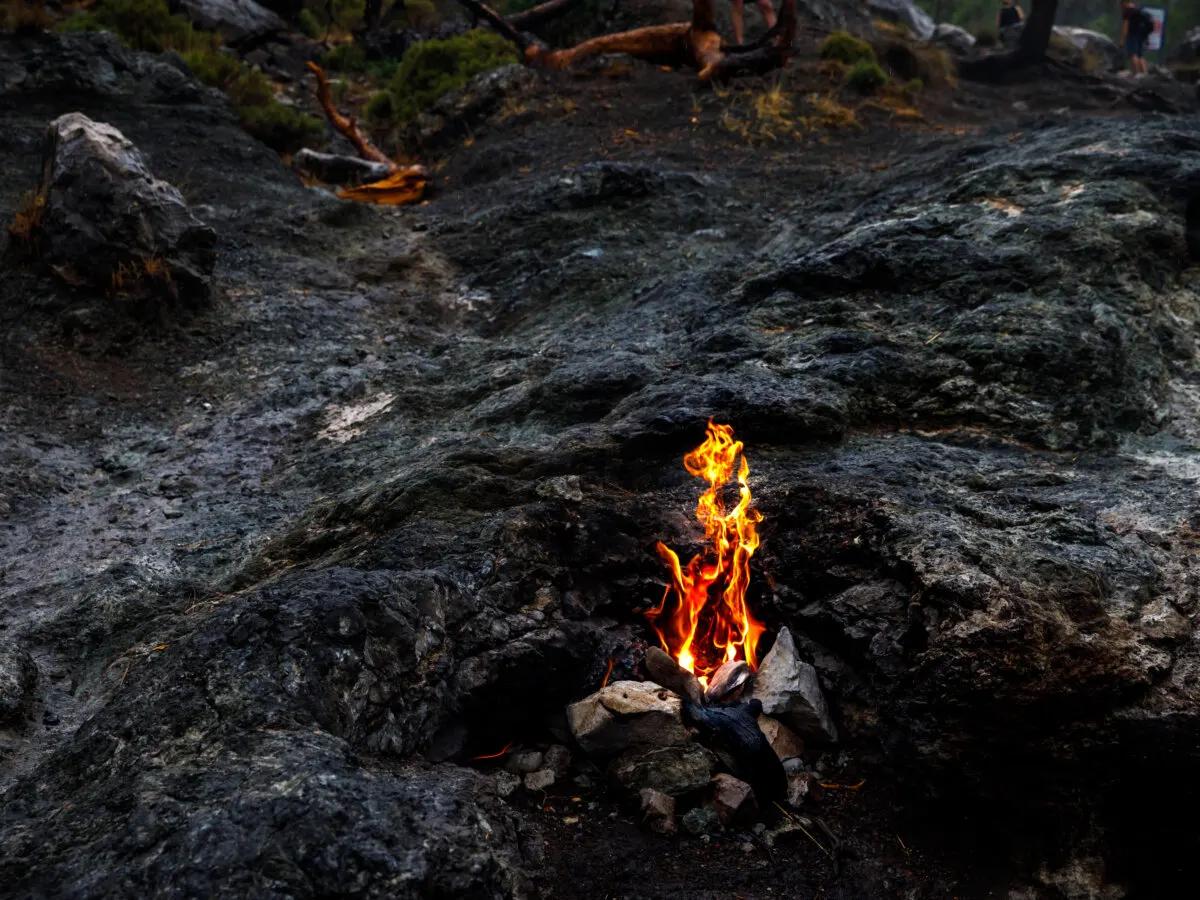 Ancient Flaming rocks, Mount Chimera, Antalya, Turkey