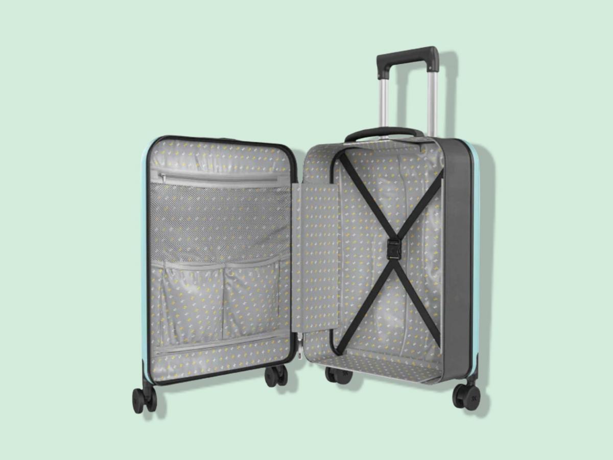 Innovative Collapsible Luggage for Modern Travelers: Rollink collapsible luggage in teal background.