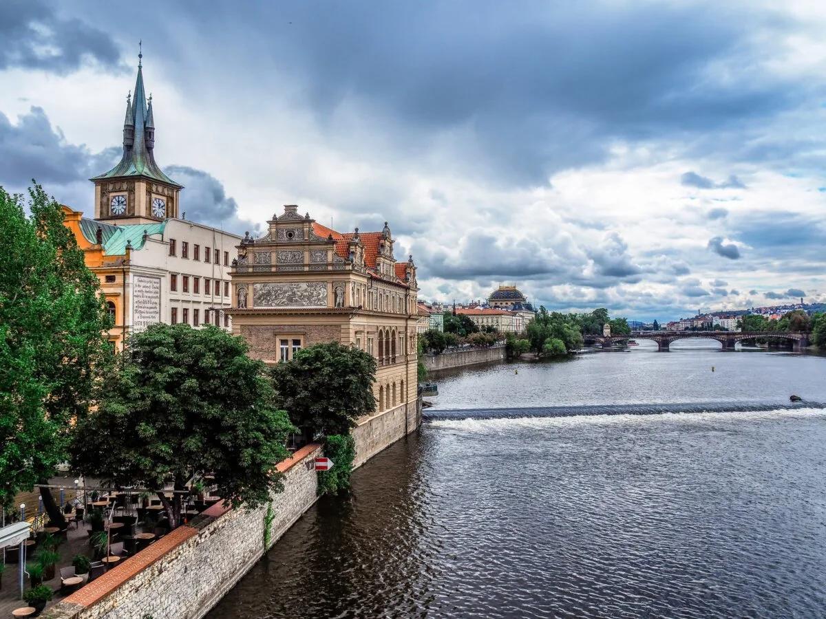 Prague Architecture Along the Vltava River