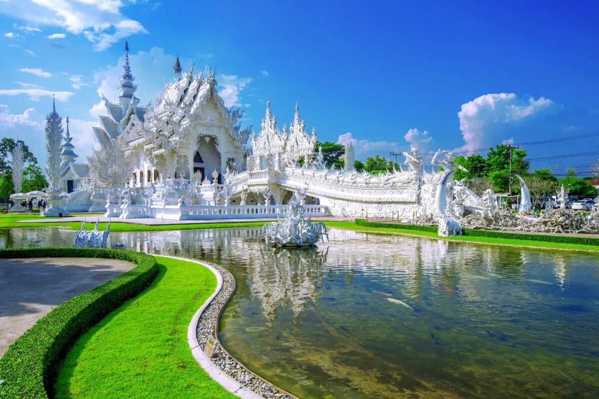 Architecture of Wat Rong Khun temple in Chiangrai, Thailand