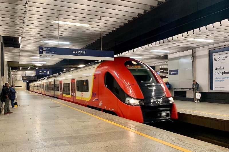 Train at railway station in Poland