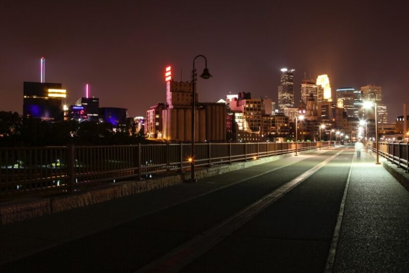 Bridge at Night with Lights