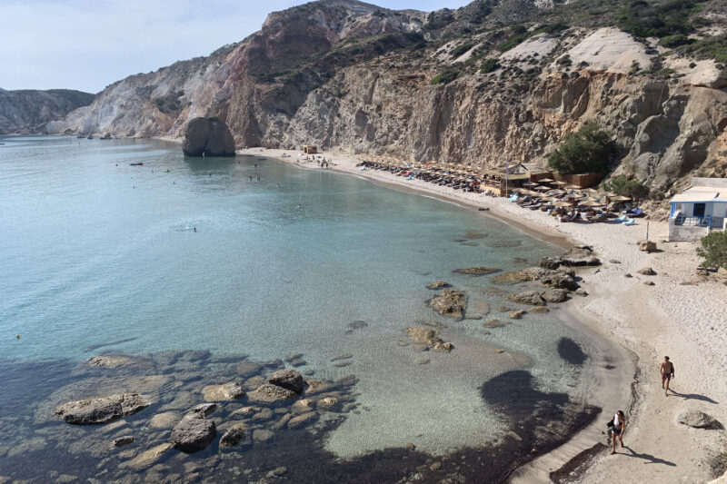 The beach at Fyriplaka in Milos, Greece in low season