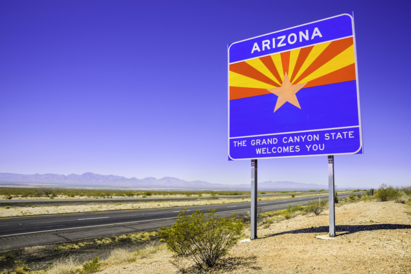 Arizona State Line highway sign