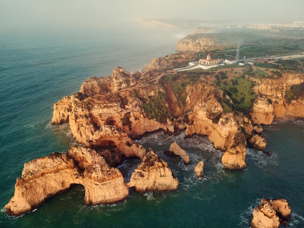 Aerial View of Ponta da Piedade Coastline