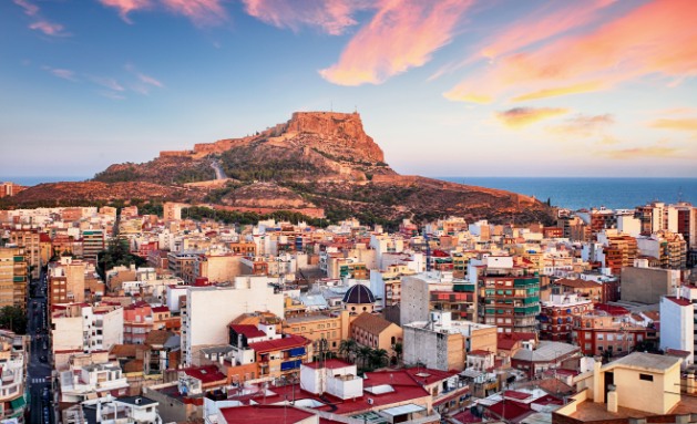 Scenic view of View of Santa Barbara Castle on Mount Benacantil