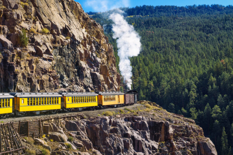 Colorado mountain train with steam engine