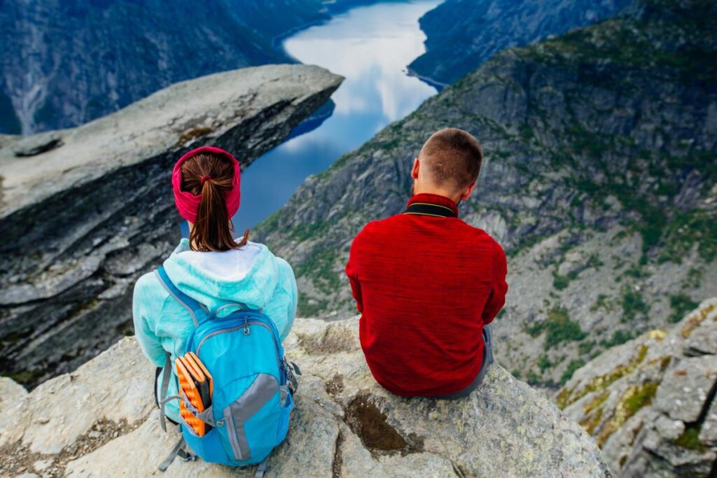 Couple on Trolltunga Hike Adventure Norway