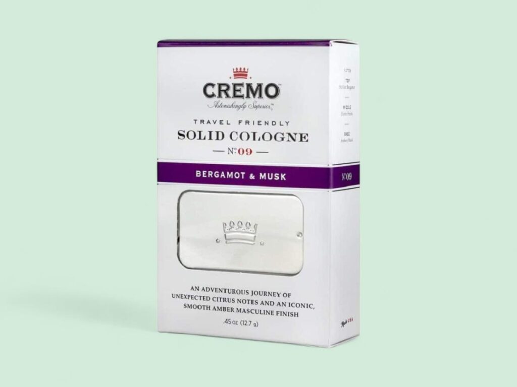 Cremo Travel Friendly Solid Cologne Packaging