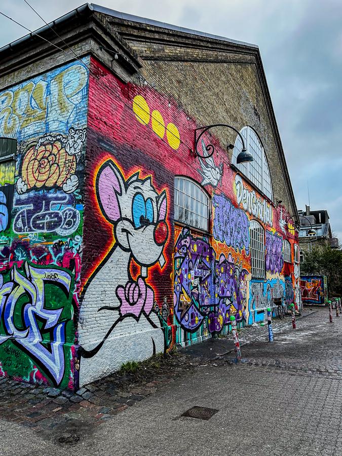 Den Grå Hal vibrant street art, Freetown Christiania, Copenhagen - urban counterculture hub
