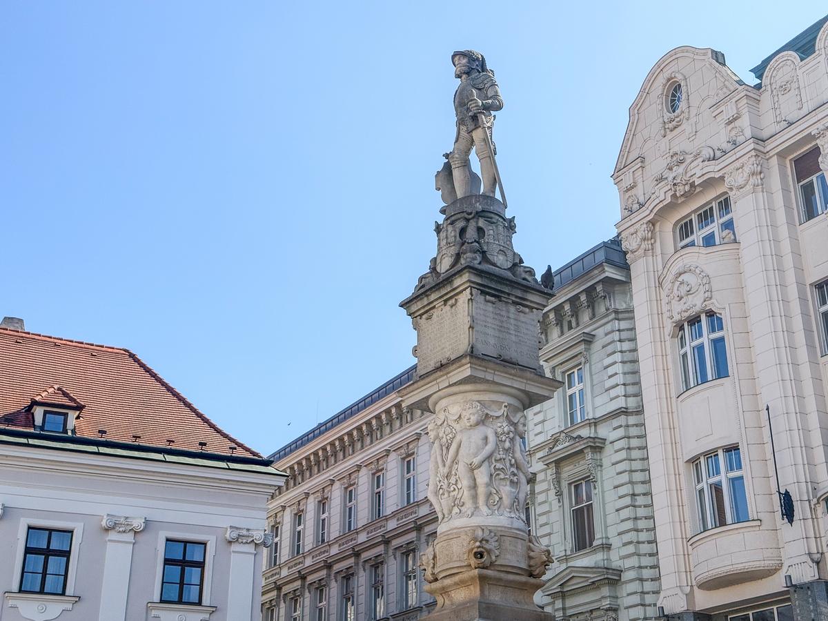 Fountain of Maximilian in Bratislava historic Old Town square