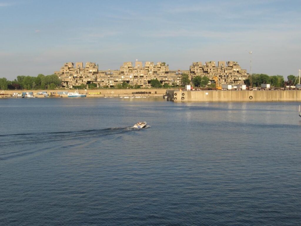 Habitat 67 across the Saint Lawrence River in Montreal