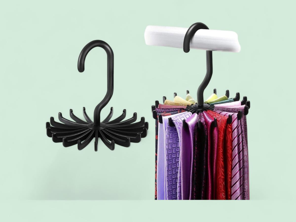 IPOW 2 Pack Updated Twirl Tie Rack Belt Hanger Holder