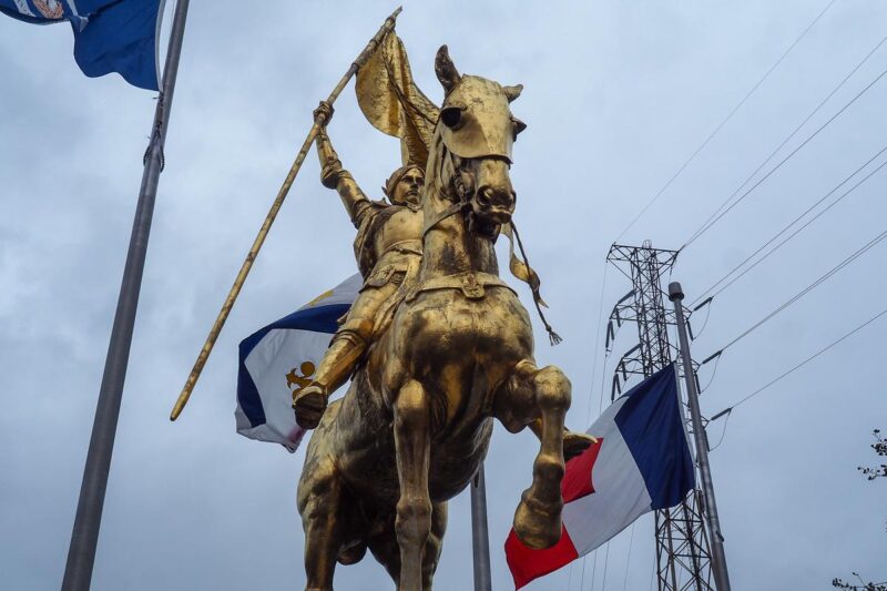 Golden Joan of Arc statue, Maid of Orleans in French Quarter, New Orleans landmark