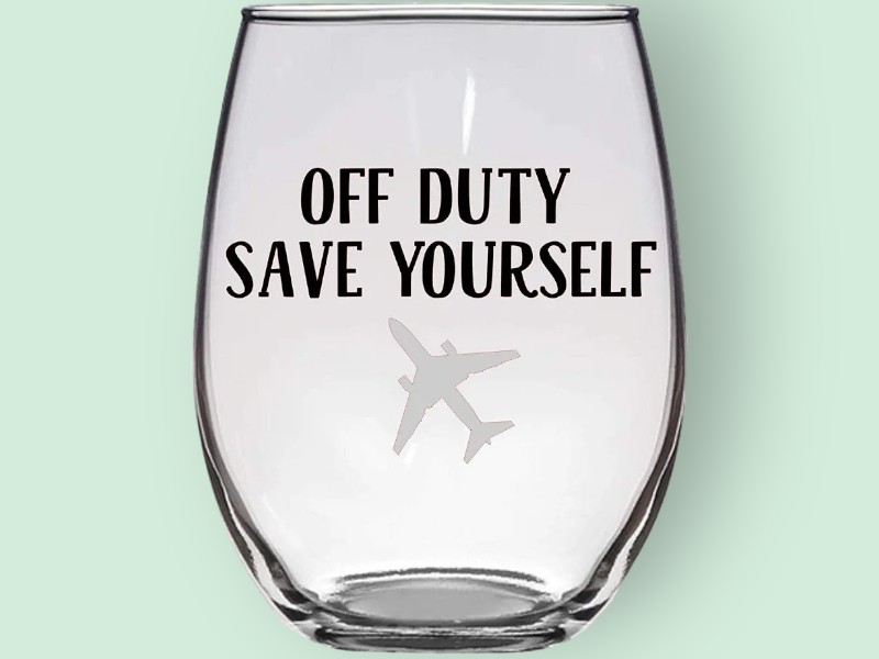 Off Duty Save Yourself Wine Glass