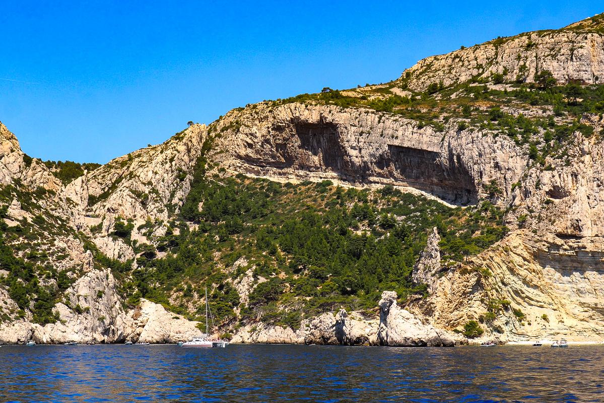 Scenic view of Calanques National Park cliffs and azure waters near Marseille, France