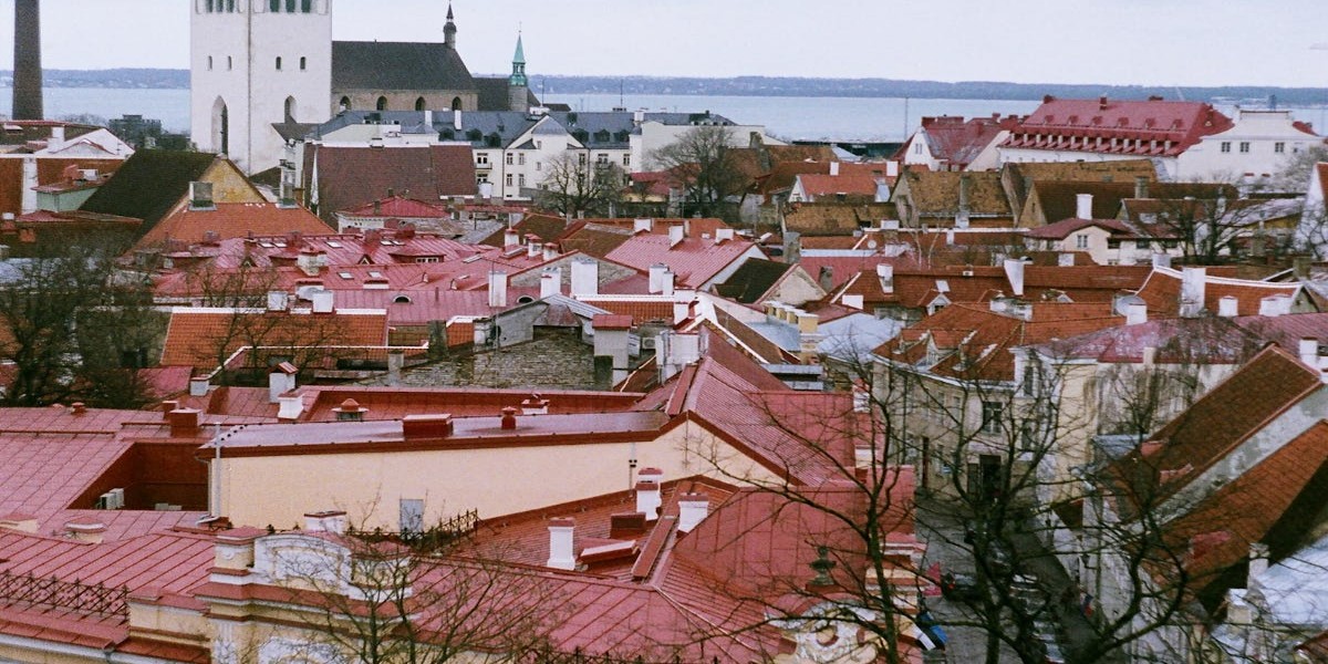 St. Olaf's Church and the Houses in Tallinn, Estonia