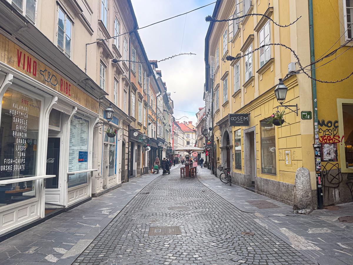Stari Trg Ljubljana: Historic cafes and shops on pedestrian street in Slovenia's capital