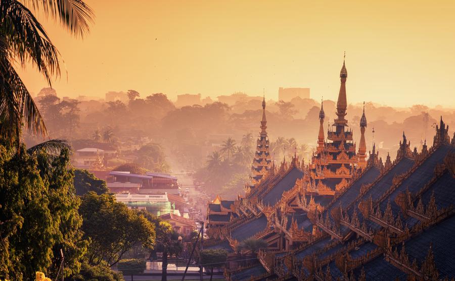Sunset Over Shwedagon Pagoda in Yangon