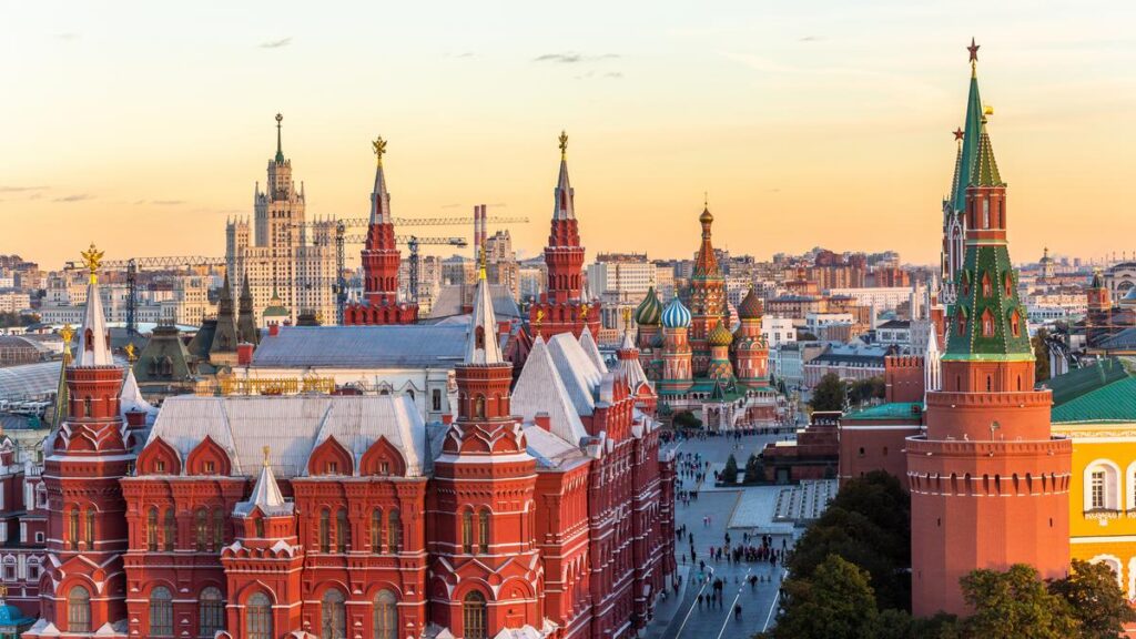 Sunset at St Basil's Cathedral Moscow