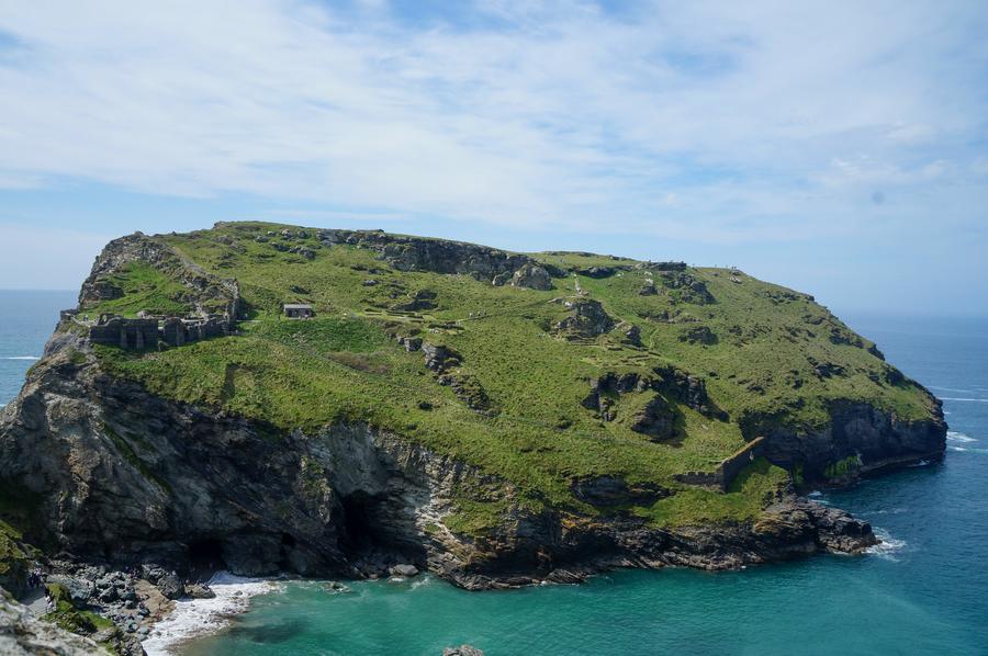 Tintagel Castle Ruins Aerial View